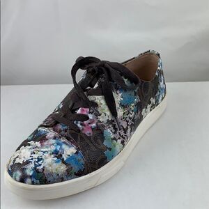 Calvin Klein Imilia floral monogram sneakers.